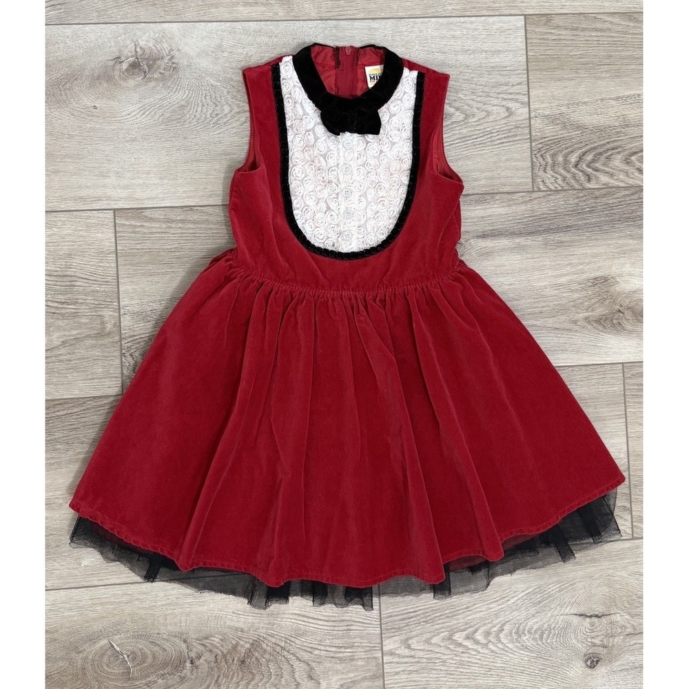 Harajuku Mini For Target Dress Girls 7/8 Red Velvet Holiday Tea Time Dress